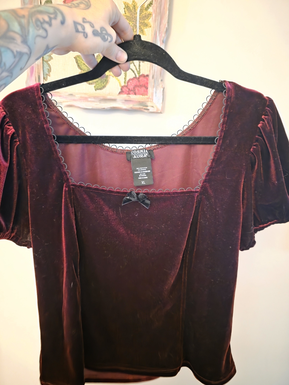 Burgundy Gothic Bustier Style Velvet Top. Size Xl. Vintage